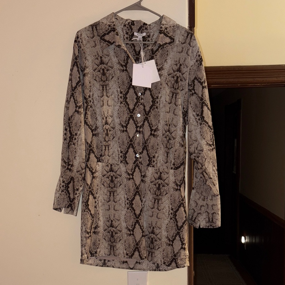 Pistola Beige and Black Snakeskin Shirt